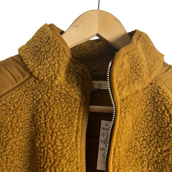 Madewell Brown Faux Shearling Half Zip Pullover Sweater Size Small - Picture 3 of 12
